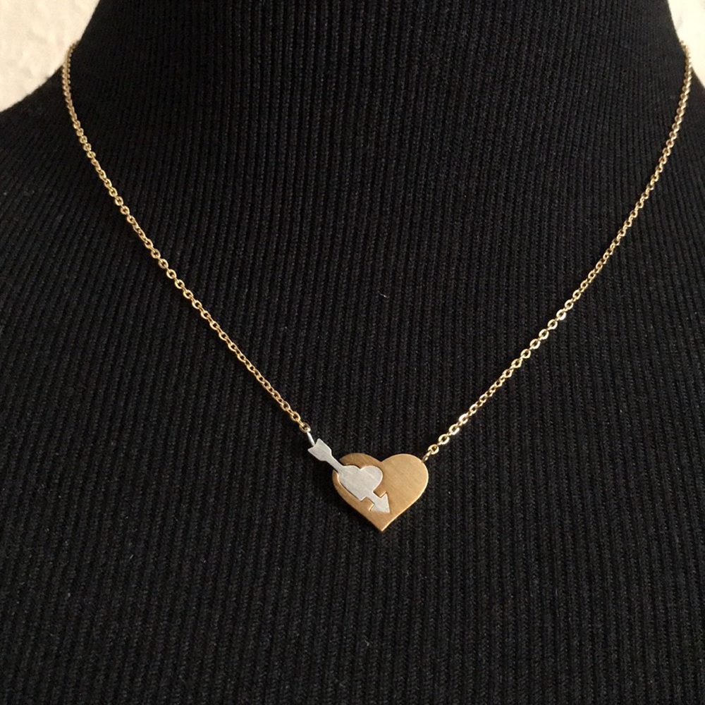 💘Arrow Heart Necklace gold & silver - Picture 3 of 5